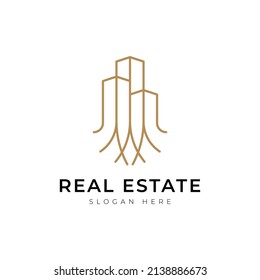 Design-Vektorgrafik für Real Estate-Logos Gut für Immobilien, Bauwesen, Wohnung, Gebäude, Haus und Architektur.