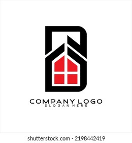 Diseño del logotipo inmobiliario letra vectorial B abstracta con icono de ventana.