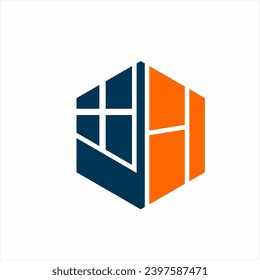 Real Estate logo design vector with letter JHI concept.