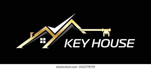 Immobilien-Logo-Design mit Vektor-Key-Haus für Luxus-Immobilien-Haus
