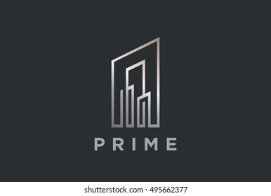 Real Estate Logo design vector template Linear style.
Building Construction Development Logotype concept icon nuber One shape.