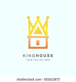 Real Estate Logo Design . Vector Logo Combines House and King Crown