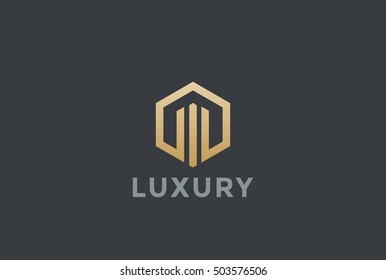 Real Estate Logo Design Vector Template Hexagon Shape.
Luxury Fashion Jewelry Logotype Concept Icon.