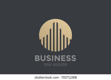 Real Estate Logo Design Vector Template Circle Shape.
Luxury Corporate Business Commercial Property Icon. Realty Logotype.