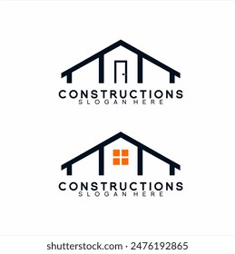 Real Estate logo design with warehouse building roof concept.