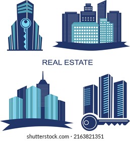 Real estate logo, emblem vector design, construction business concept.