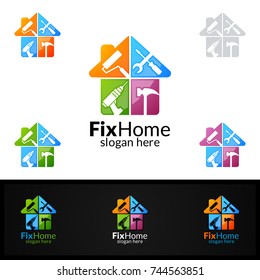 Real estate Logo, Fix Home Vector Logo Design suitable for architecture, handyman,bricolage,Diy,and for another application company