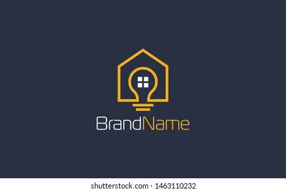 Real estate logo forms the symbol of the light bulb with orange color
