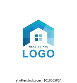 real estate logo. geometric blue color design