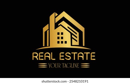 Logotipo imobiliário Gold Vetor Art