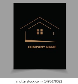 Real estate logo in golden