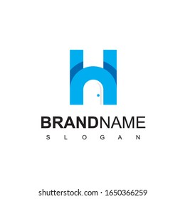 Real Estate Logo With H Initial And Door Symbol