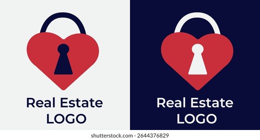 Real estate logo, heart with keyhole, real estate agency, heart, keyhole, lock, heart, house, real estate, buildings, realtor, agency, business logo