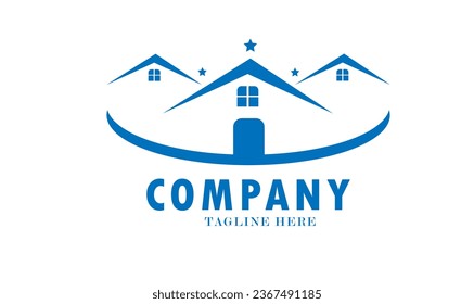 Real Estate logo, house logo, Builder logo, Roof Construction logo design template vector illustration