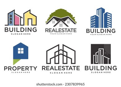 Real Estate Logo, house logo and building logo icon set .design template vector illustration