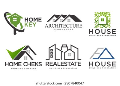 Real Estate Logo, house logo and building logo icon set .design template vector illustration