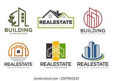 Real Estate Logo, house logo and building logo icon set .design template vector illustration