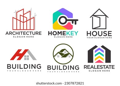 Real Estate Logo, house logo and building logo icon set .design template vector illustration