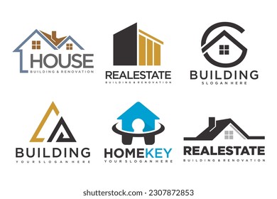 Real Estate Logo, house logo and building logo icon set .design template vector illustration