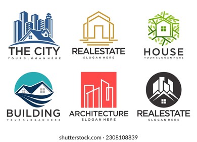 Real Estate Logo, house logo and building logo icon set .design template vector illustration