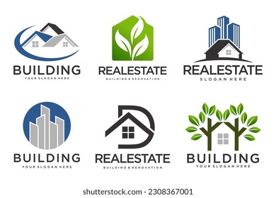 Real Estate Logo, house logo and building logo icon set .design template vector illustration