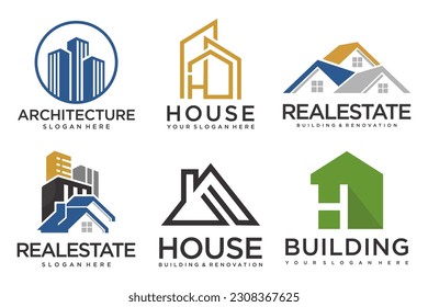 Real Estate Logo, house logo and building logo icon set .design template vector illustration