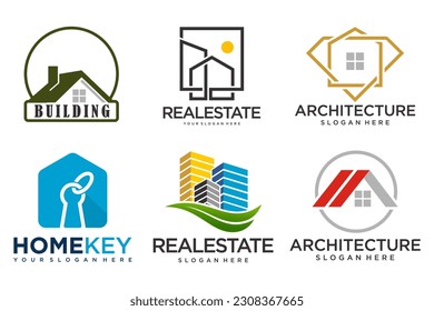 Real Estate Logo, house logo and building logo icon set .design template vector illustration