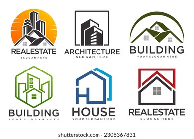Real Estate Logo, house logo and building logo icon set .design template vector illustration