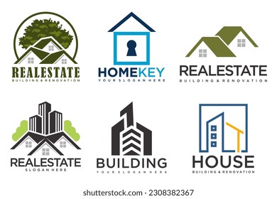 Real Estate Logo, house logo and building logo icon set .design template vector illustration