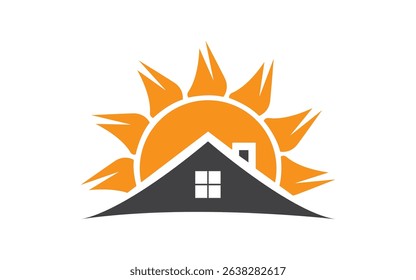 Real Estate Logo house logo and building Sun icon design template