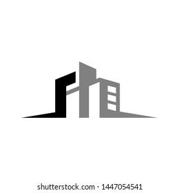 Real estate logo, house and commercial modern building design template vector illustration