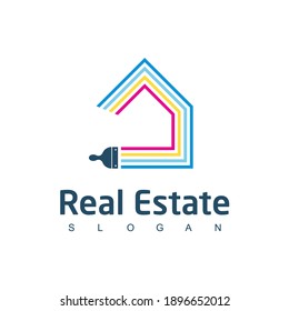 Real Estate Logo House Painting Icon Design Vector
