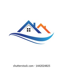 Real estate logo, house roof related to property 