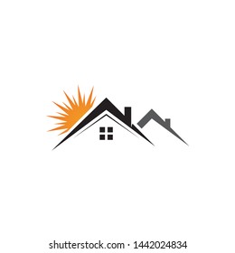 Real estate logo, house roof related to property 