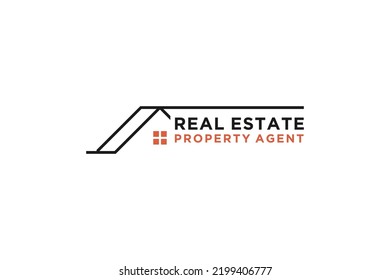 Real estate logo house roof window  modern simple design residence property icon building