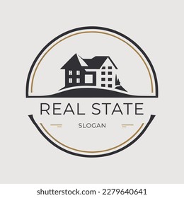 real estate logo with a house vector illustration