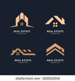 Logo de bienes raíces y concepto de diseño de iconos