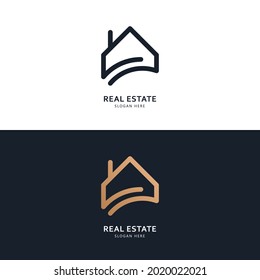 Logo de bienes raíces y concepto de diseño de iconos