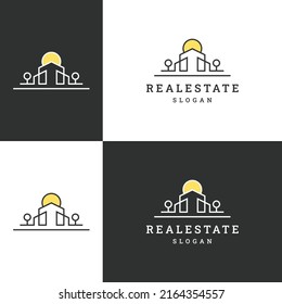 Icono de logotipo de bienes inmuebles plantilla de diseño plano 