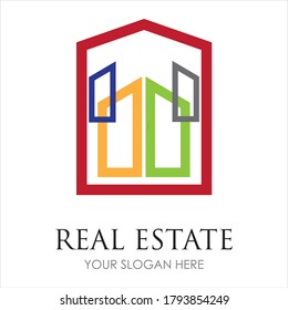 Real estate logo icon illustration design template - Vector