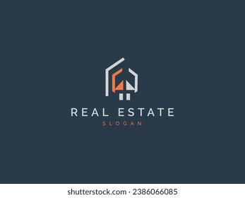 Real estate logo icon modern simple style vector symbol house. Building construction, property or business concept for company or apartment. Creative design element.