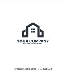 Real estate logo icon template, Modern Home, House logo icon, Letter M logo construction