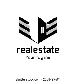  real estate logo icon vector. 
with black and white wings