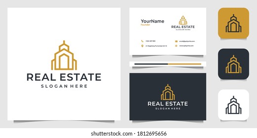 Real estate logo illustration vector graphics in lineart style. Good for icon, brand, advertising, building, landmark, and business card