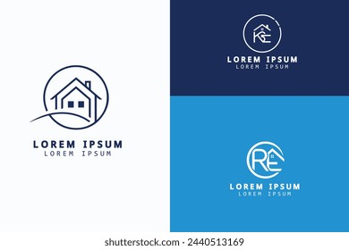 Real Estate Logo Image on White Background. Flat Vector Logo Design Template Element for Construction Architecture