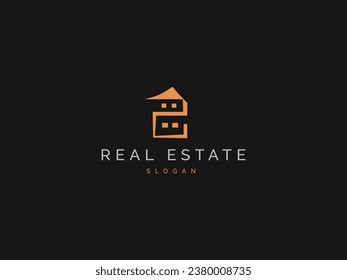 Image des Immobilienlogos, einfach und kreativ, Linie Art Stil. Bauarchitektur Baugestaltung, Immobilienkonzept. Business Company Modern House Logo Design.