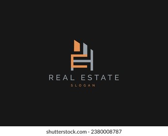 Real estate logo image simple and creative line art style. Construction Architecture Building concept. Business company Modern House logo element vector template.