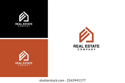 real estate logo with initial E logo vector with home design template