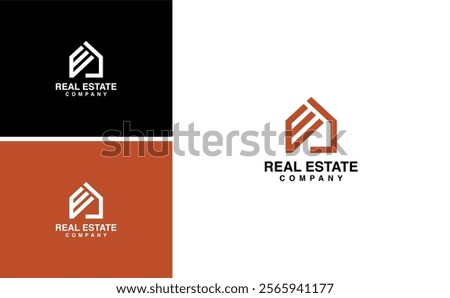 real estate logo with initial E logo vector with home design template