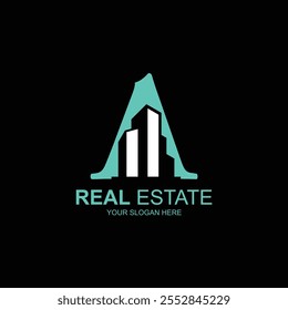 real estate logo a initial icon with creative vector illustration